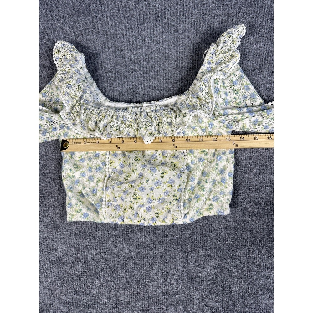 House Of Harlow Top Women XS Cottagecore Coquette Milkmaid Cropped Boho Romantic - Picture 3 of 8
